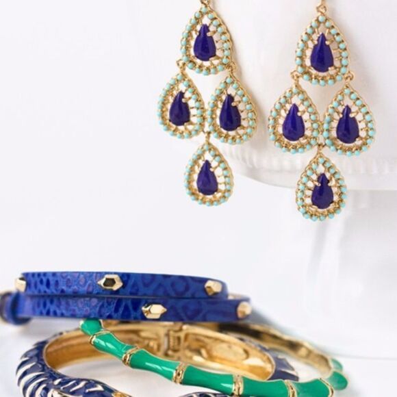 Stella & Dot Blue Seychelles Chandelier Earrings - Picture 2 of 9